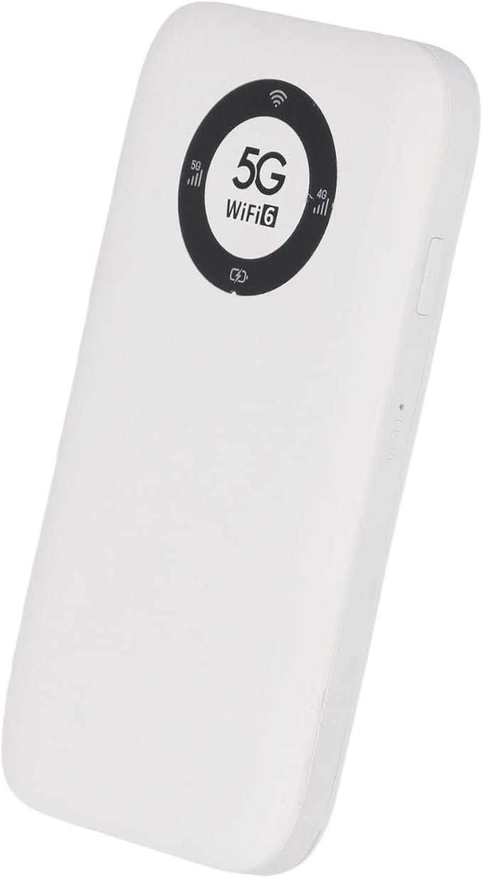 5G Mobile Hotspot, WiFi 6 16 Users Portable Wireless Router with SIM Card Slot and 7100mAh Battery, for Travel Business Outdoor Use (White)