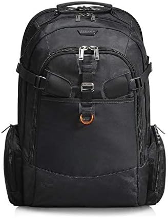 EVERKI Business 120 Laptop Backpack with Rain Cover, 40L Capacity, Large Compartment for Laptops Up to 18.4", 180° Fold-Out Design, Padded Pocket, Durable Design with Multiple Pockets – EKP120 - Black