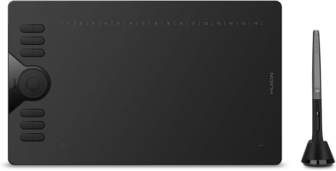 HUION Drawing Tablet HS610 Graphic Tablet with Battery-Free Stylus 8192 Pen Pressure Tilt Function, 10x6.25 Inches Digital Art for Animation & Design, Compatible with Windows/Mac/Android