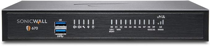 Sonicwall TZ670 Network Security Appliance with 10GbE Interfaces, 2YR Secure Upgrade Plus Essential Edition (02-SSC-5659) & RM-SW-T9 Rackmount Kit for SonicWall TZ570/TZ670