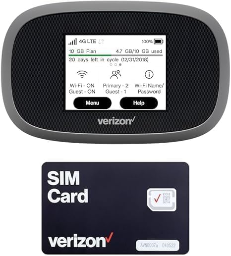 Verizon Wireless Jetpack Inseego MiFi 8800L | Free VPN Mobile Hotspot for Travel | 4G Mobile Portable WiFi | Unlocked Globally | Near 5G Speed up to 1200 Mbps | EVDO-LINK Bundle - Verizon Sim Card