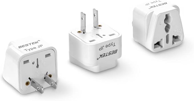 BESTEK Japan Travel Plug Adapter, Grounded Universal Type A Plug Adapter JP to US Adapter - Ultra Compact for US, Japan, China Phones, Laptops, Camera Chargers and More, 3 Pack