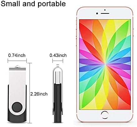 JUANWE 128GB USB Flash Drive 5 Packs, Thumb Drives Foldable 360° Swivel Shell & Lanyard Hold for Memory Storage Expand, USB Sticks Pen Drive Zip Drive for PC/Tablet/Car Data Transfer - Black