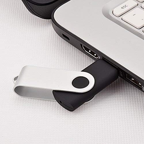 JUANWE 128GB USB Flash Drive 5 Packs, Thumb Drives Foldable 360° Swivel Shell & Lanyard Hold for Memory Storage Expand, USB Sticks Pen Drive Zip Drive for PC/Tablet/Car Data Transfer - Black