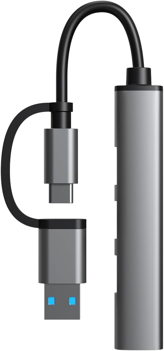 USB-C 4-in-2 Hub, Featuring USB 3.0 and 3 USB 2.0 Ports, Adapter Compatible with USB-C Laptops and Serves as a Dongle for USB Connectivity on MacBook Pro/Air,iPad Pro,iMac,iPhone 15 Pro,Xbox,PS5,XPS