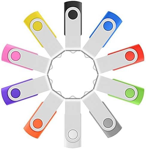 Enfain 10-Pack of 128MB USB 2.0 Flash Drives in Multicolor, Small Capacity Memory Sticks with Swivel Design, Ideal for Cataloging Patterns for Embroidery Sewing Machines