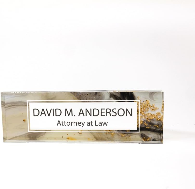 Desk Name Plate | Custom Office Decor Nameplate Sign | Personalized Gift | Gold Marble | Women Decor | ARTSWAVE
