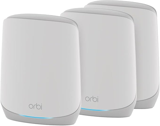 NETGEAR Orbi Whole Home Tri-Band WiFi 6 Mesh Network System (RBK753P) – Router with 2 Satellite Extenders – Security Features - Coverage up to 7,500 sq. ft., 75 Devices - AX5200 (Up to 5.2Gbps)