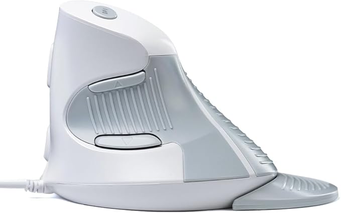 DeLUX Wired Vertical Ergonomic Mouse, with 6 Programmable Buttons, 4200DPI, Removable Palm Rest, Reduces Wrist Pain and Carpal Tunnel for Medium Hands (M618XU-White)