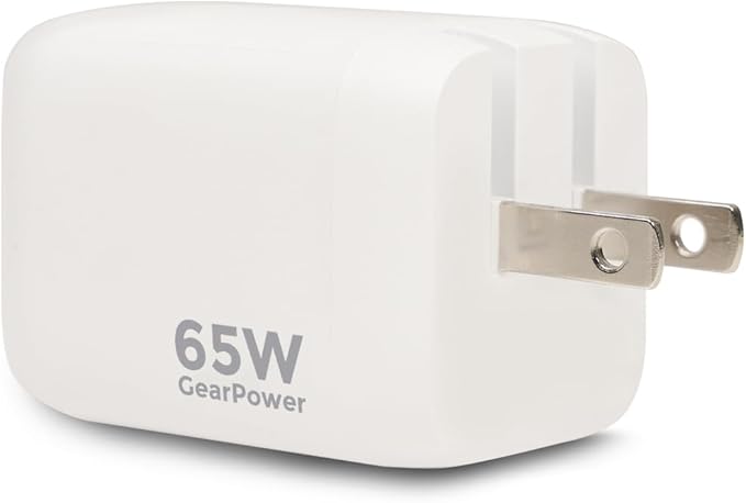 IOGEAR GearPower Dual USB-C 65W GaN Charger, PPS, 2 Port Fast Charger, Compact, Compatible with MacBook Pro/Air, Galaxy S20 and Above, iPhone 8 and Above - GPAWC65W