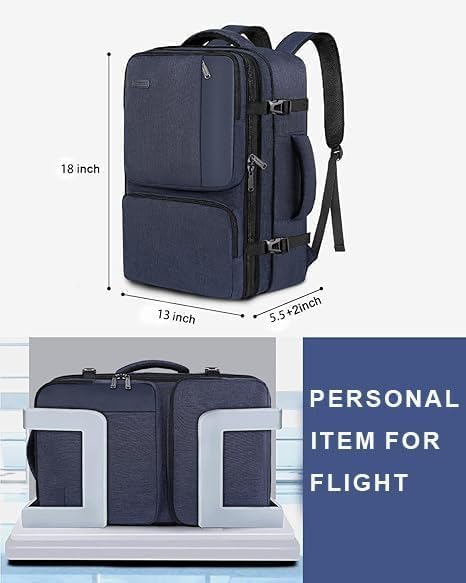 Vancropak Personal Item Backpack for Airlines, Expandable Travel Backpack with 3 Packing Cubes, TSA Flight Approved Carry on Travel Bag, Large Water Resistant Luggage Suitcase bag for Men Women, Blue