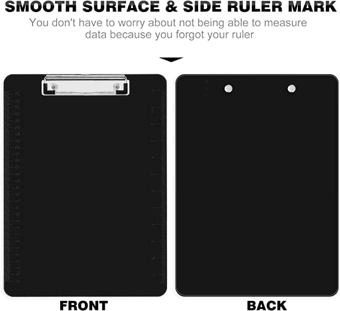 HERKKA 25 Pack Plastic Clipboards, Black, A4 Letter Size, 12.5 x 9 Inch