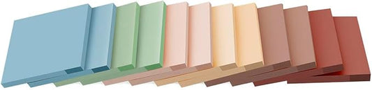 (12 Pads) Sticky Notes 3x3 inch, Self-Stick Pads Vintage Colors Sticky Note, Recyclable, Easy to Stick for Home, Office, Notebook