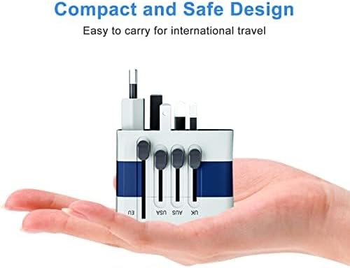 Universal Travel Adapter,International Plug Adapter,WAUDM All in One Universal USB Travel Power Adapter with 3 USB Port and Type-C for Multi-Nation Travel US EU UK Australia