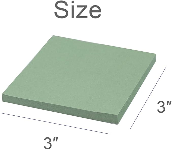 (12 Pads) Sticky Notes 3x3 inch, Self-Stick Pads Vintage Colors Sticky Note, Recyclable, Easy to Stick for Home, Office, Notebook