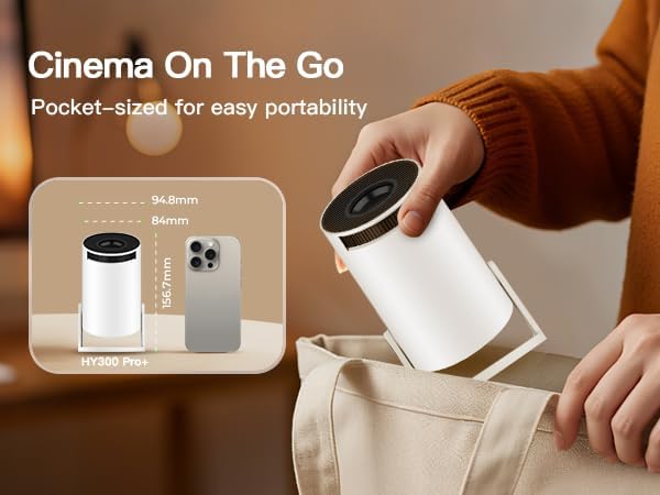 Mini Projector with WiFi and Bluetooth Built-in Android 11, 1080P 4K Support Portable Projector LYNCAST 180°Rotatable Upgrade HY300pro+ Projector for Home,Outdoor Use OptiBarrel 005