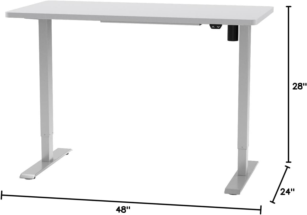 FLEXISPOT EN1 One-Piece Standing Desk, 48 x 24 Inches Electric Height Adjustable Desk for Home Office (White Frame + White Desktop)