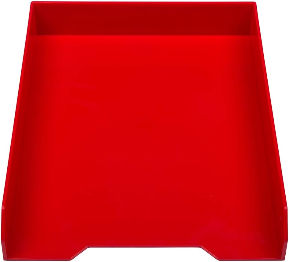 JAM PAPER Stackable Paper Trays - Red - Desktop Document, Letter, & File Organizer Tray - Sold Individually