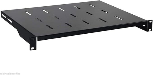 RAISING ELECTRONICS 1U Black Flexible 14inch (350mm) deep Cantilever Server Shelf Vented Rack Mount 19inch