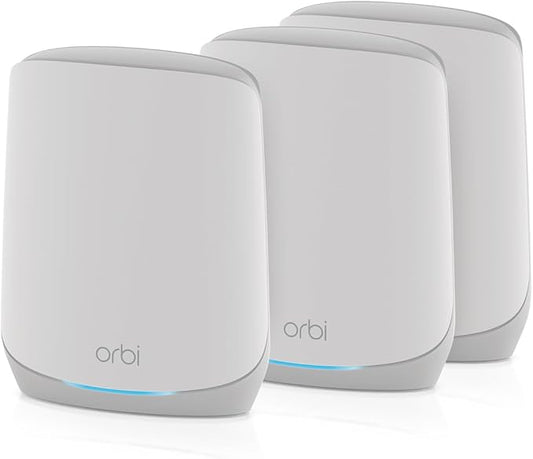 NETGEAR Orbi Whole Home Tri-Band WiFi 6 Mesh Network System (RBK663) – Router with 2 Satellite Extenders, Security Features, Coverage up to 6,600 sq. ft., 75 Devices - AX3800 (Up to 3.8Gbps)