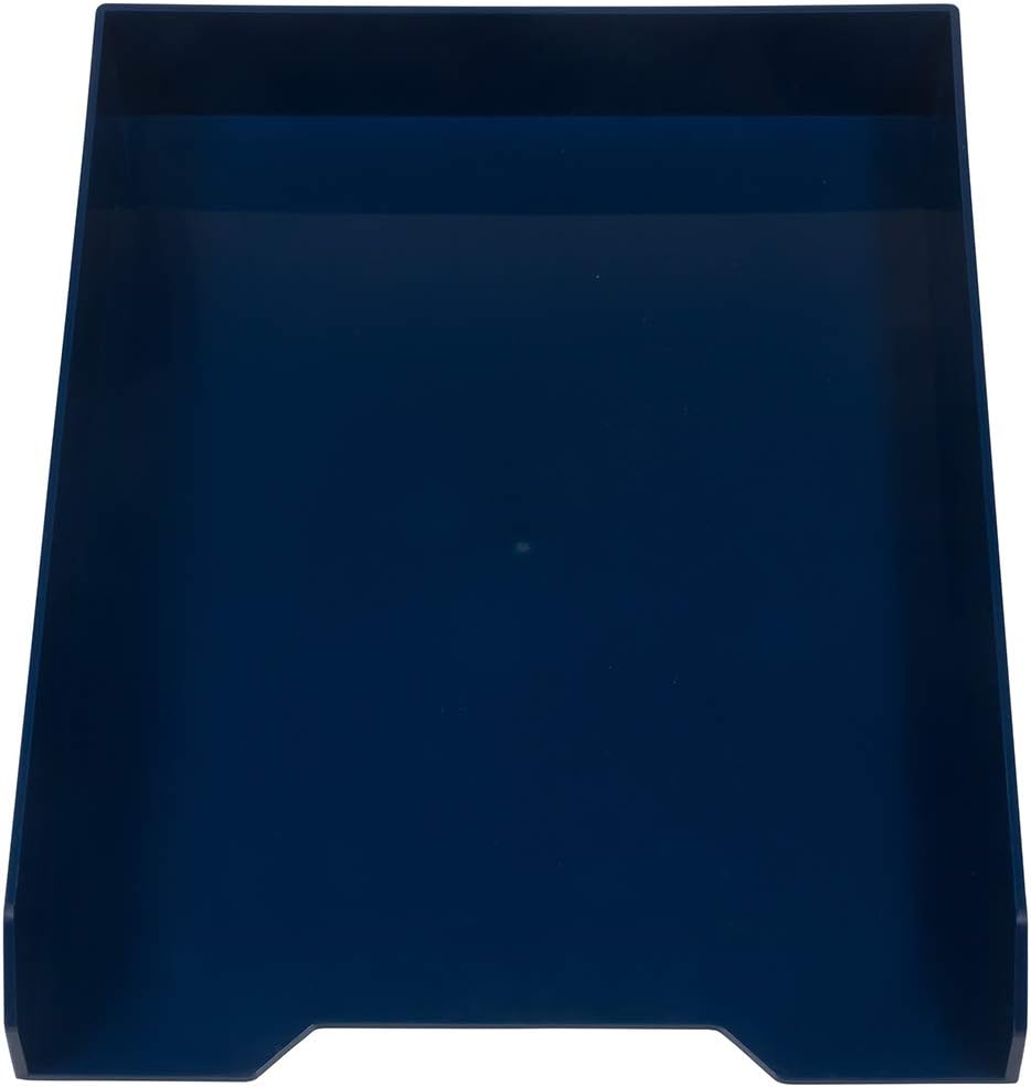 JAM PAPER Stackable Paper Trays - Navy Blue - Desktop Document, Letter, & File Organizer Tray - 2/Pack