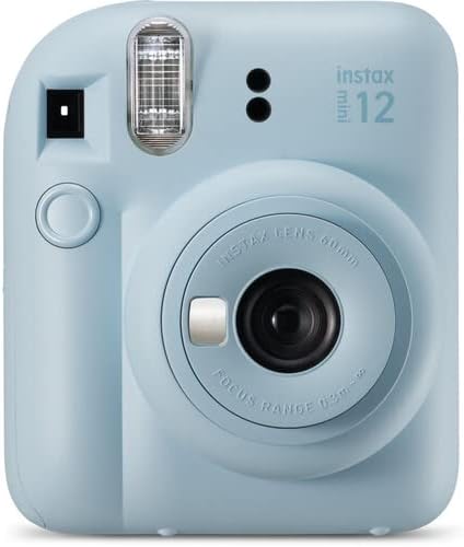 Fujifilm Instax Mini 12 Instant Camera Pastel Blue Bundle with Fuji Instax Mini Film Value Pack (40 Sheets) + Protective Carrying Case + Photo Album + Microfiber Cleaning Cloth