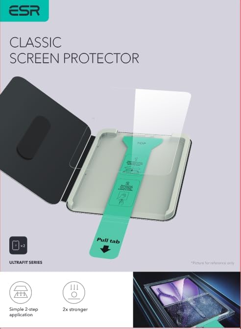 ESR 2 Pack Screen Protector for iPad Air 11 Inch M3/M2 2025/2024 (7th/6th Generation), 9H Tempered Glass Film with UltraFit Tray, Apple Pencil Support, Scratch Resistant, HD Clarity, Bubble Free
