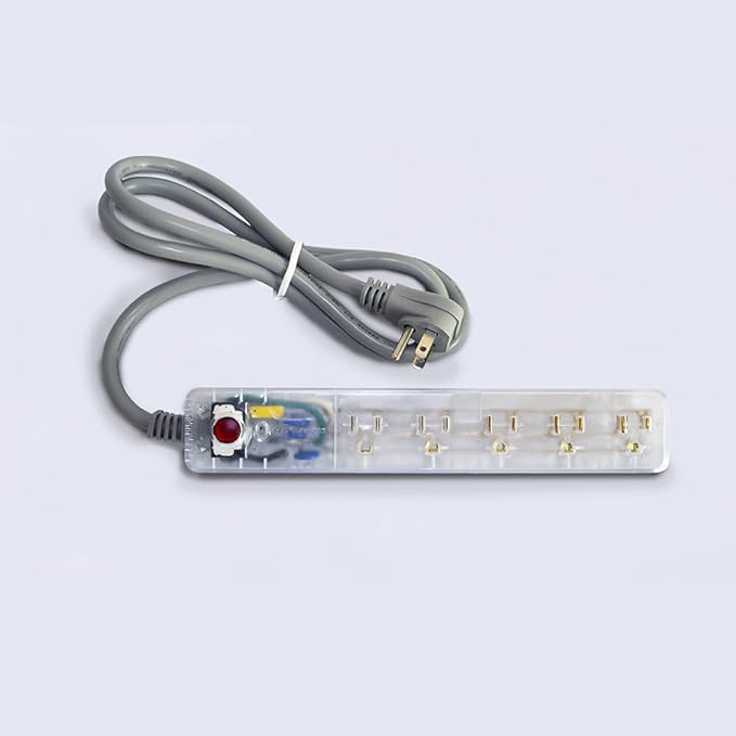 Clamper Power Strip 5-Outlet 4ft Extension Cord, Short Circuit Protection, Surge Protector 1800 Joules, 1875W, for TV, PC, Xbox, PS5 and Other Appliances, Home and Office, iCLAMPER Power 5 Clear