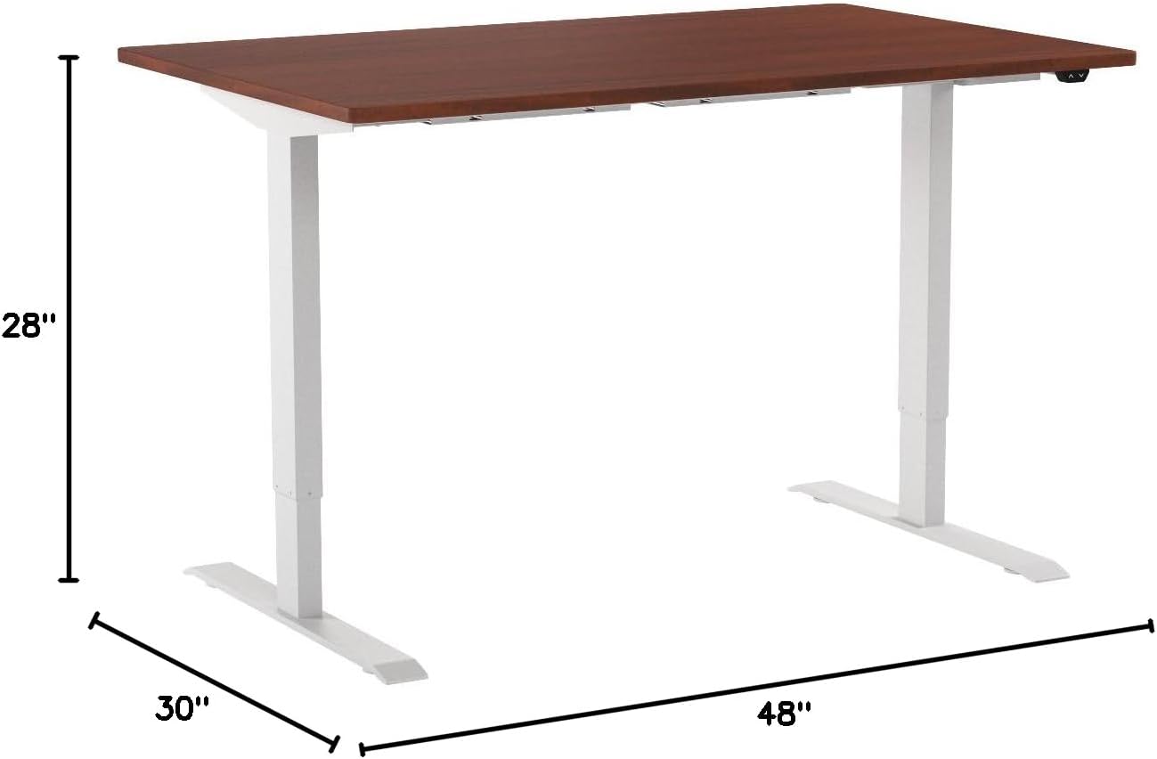 FLEXISPOT EN1 One-Piece Standing Desk 48 x 30 Inch Height Adjustable Desk for Home Office and Computer Workstation (White Frame + 48" Mahogany Top, 2 Packages)