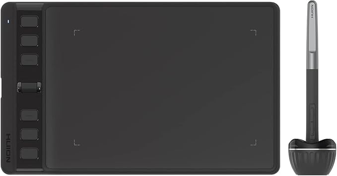 HUION Drawing Tablet Inspiroy 2 Small, Digital Art Tablet with Scroll Wheel, 6 Hotkeys, Battery-Free Stylus, Graphics Tablet for Drawing, Design, Writing, Work with PC, Mac & Android, Black