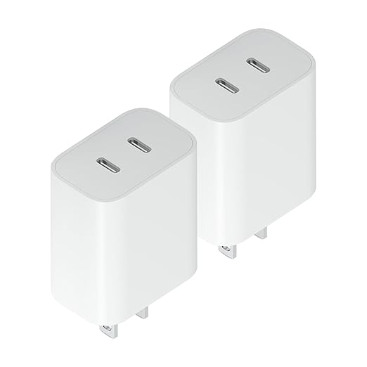 USB C Charger Block,2Pack Dual PD Port Type-C Fast Travel Charging Plug Power Adapter Compatible with iPhone 16 Pro Max/16 Pro/16 Plus/16/15/14/13/12/11/SE/XS/iPad/iWatch and More