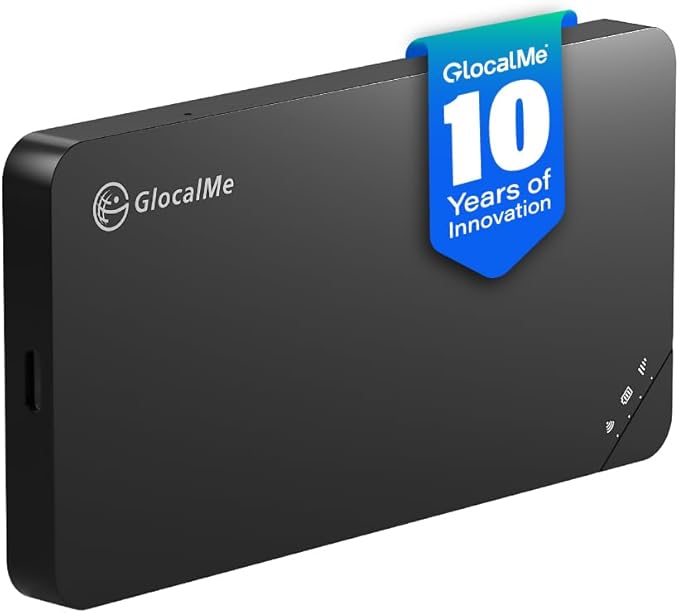 GlocalMe U3 4G LTE Mobile Hotspot, Portable WiFi Hotspot for Travel in 200+ Countries, No SIM Card Needed, 10 Connected Devices and Global 1GB Data 90 Days, Pocket WiFi Hotspot Device (U3 Black)
