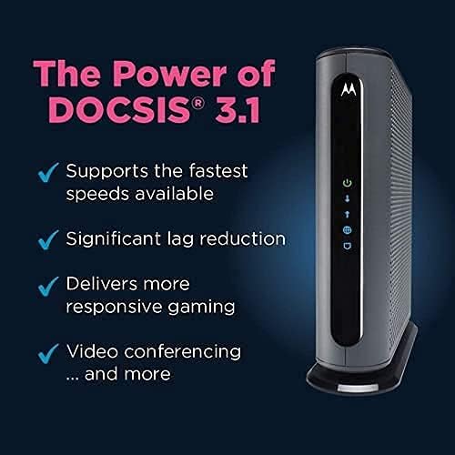 Motorola MG8702 | DOCSIS 3.1 Cable Modem + Wi-Fi Router (High Speed Combo) with Intelligent Power Boost | AC3200 Wi-Fi Speed | Approved for Comcast Xfinity, Cox, and Charter Spectrum
