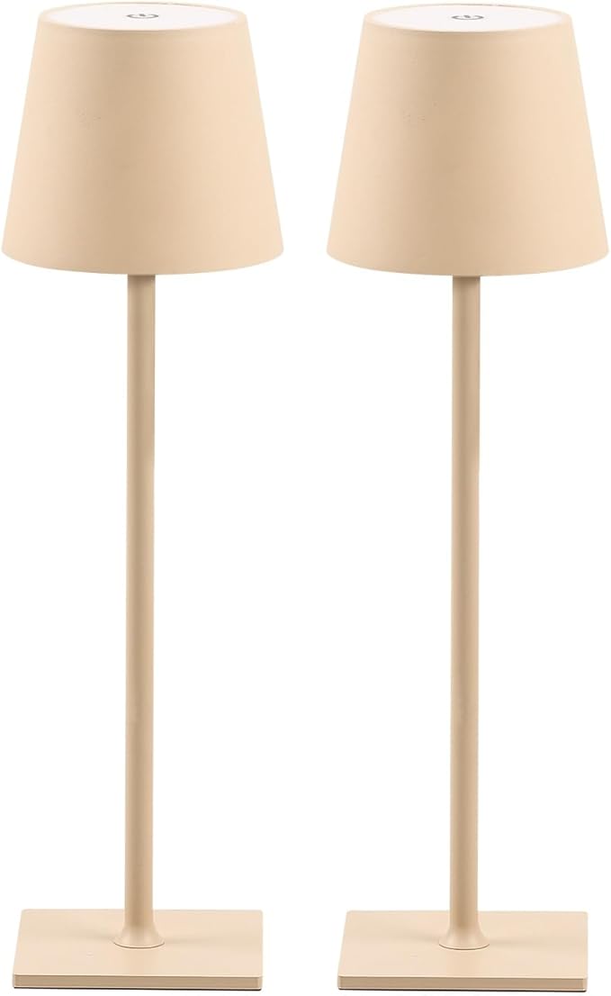 2 Pack Cordless Table Lamps, 3 Colors Stepless Dimming, 5000mAh Rechargeable Battery LED Desk Lamp for Bedroom/Couple Dinner/Desk/Cafe/Dining Room/Terrace