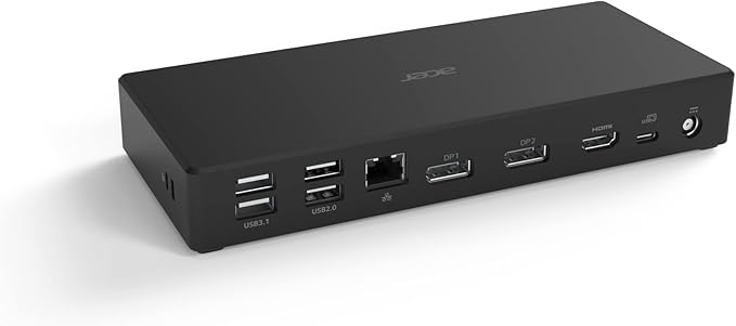 Acer USB Type-C Dock M501 | 1 x HDMI 2.0 Ports | 1 x Display Port 1.4 | 2 x USB 3.1 Gen 1 Ports | 2 x USB 2.0 Ports | Ethernet | Power Delivery – 85W | Requires One USB 3.1 Type-C on Computer