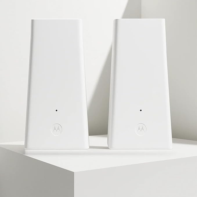 Motorola MQ20 WiFi 6E Router with Easy Mesh, Tri-Band 8.4 Gbps Speed, 3000 sq. ft Coverage, Advanced Parental Controls, Next-Gen Security & Seamless Device Management - White, Dual Pack