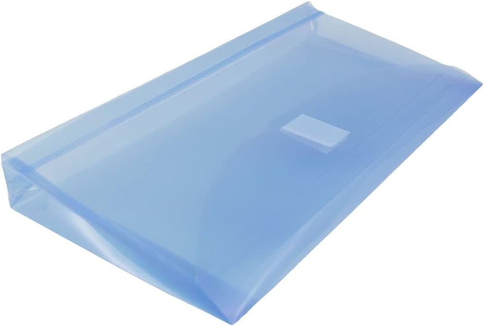 JAM PAPER Plastic Expansion Envelopes with Hook & Loop Closure - #10 Booklet Wallet - 5 1/4 x 10 with 1 Inch Expansion - Blue - 12/Pack