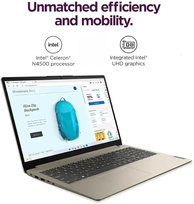 Lenovo 15.6" HD IdeaPad Anti-glare Coating + 1 Year Microsoft 365, 20GB RAM, 384GB SSD, Windows 11 Home, WiFi 6, HDMI, USB-C, Intel Processor, SD Card Reader, Up to 9.5 Hours Battery Life, w/WOWPC USB