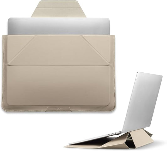 MOFT Laptop Carry Sleeve, 2-in-1 Laptop Bag & Stand for 13" MacBook Air/Pro & Dell/HP/Lenovo/Asus, Stylish Slim Computer Sleeve Bag with Expandable Storage for Computer Accessories, Beach White