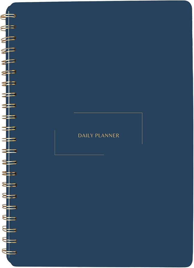 Undated Daily Planner | 8.25” x 11.75” To Do List Notebook | Work Productivity ADHD Organizer | Men and Women Planner | College Supplies | Navy | Portrait Layout