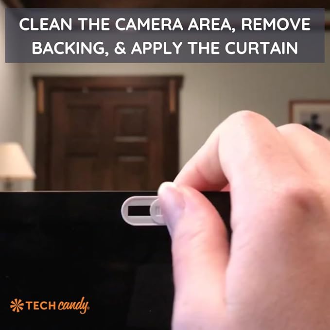 Tech Candy Bad Guy Blocker Webcam Cover Privacy Protector, Black - Secure, Thin, Durable, for Computers, Laptops, Tablets, & Smartphones, Easy Application (Black, 1-Pack)
