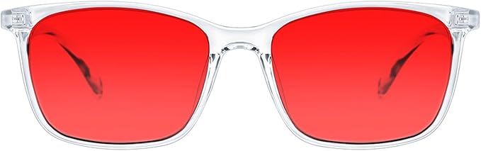 TIJN Sleep Glasses for 99.9% Blue Green Light Blocking Dual AR Coatings Red Lens for Computer Gaming Reduce Eyestrain, TR90, Clear