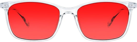 TIJN Sleep Glasses for 99.9% Blue Green Light Blocking Dual AR Coatings Red Lens for Computer Gaming Reduce Eyestrain, TR90, Clear