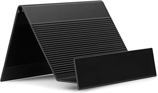 Business Card Holder Aluminum Business Card Display Stand Desktop Organizer, High-end New Series (Black) 2 Pack