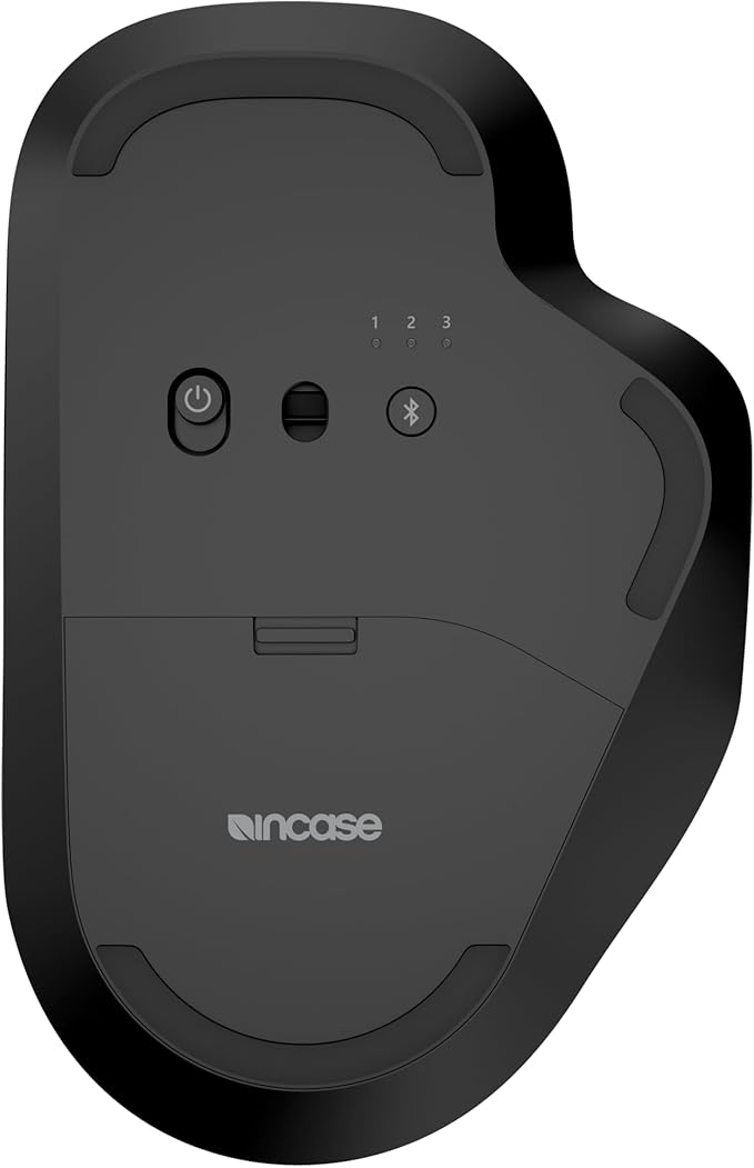 Incase Bluetooth Ergonomic Mouse – Designed by Microsoft – Two Thumb Buttons, Easy to Grip Thumb Rest, Precision Tracking, Connects 3 Devices, 15 Month Battery Life, Mac/Windows PCs/Laptops (Black)