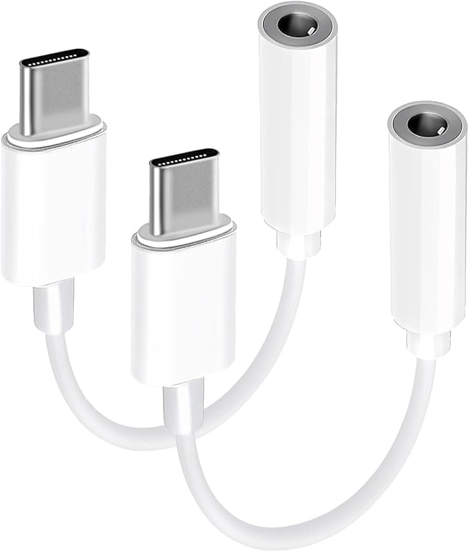 USB-C to 3.5mm Audio Headphone Adapter, 2-Pack Type C to Jack Dongle Adapter Cable Cord Compatible with Apple iPhone 17/16/15/Pro/Max/Plus, iPad, MacBook, Samsung Galaxy S24/S23/S22/ Ultra, Pixel