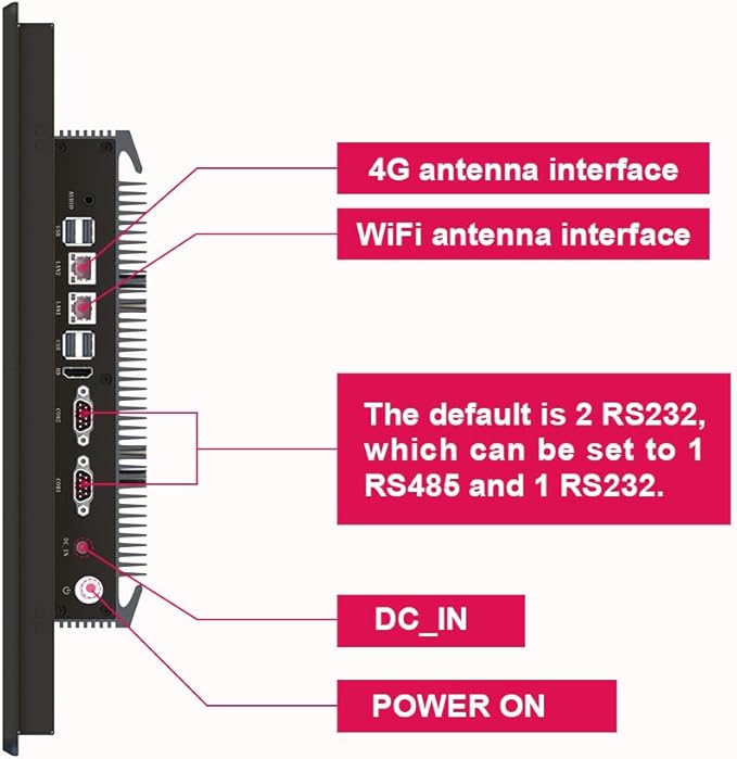 YanKe 21.5" Industrial Computer Touch Screen 10 Point Touch Industrial Computer, Resolution 1024 * 768 450nit, RJ45*2 USB*4 com*2 HD*1 WiFi+BT(J6412/8+128)