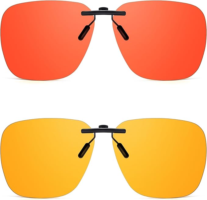 2 Pack Clip On Blue Light Glasses for Women Men, Fit Over Prescription Eyewear Reduce Computer Eye Strain
