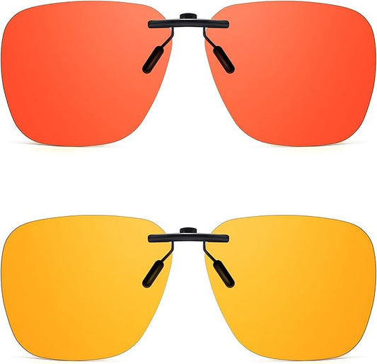 2 Pack Clip On Blue Light Glasses for Women Men, Fit Over Prescription Eyewear Reduce Computer Eye Strain