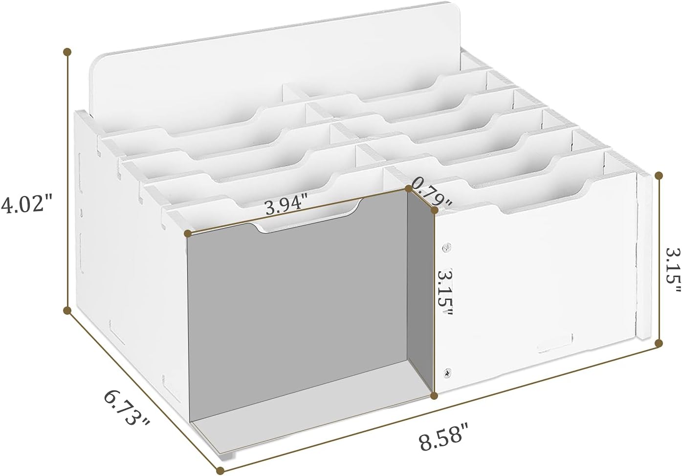 Wooden 12-Compartment Desktop Organizer Multifunctional Storage Box Desk Supplies for Cell Phones Holder White (12-Grid)